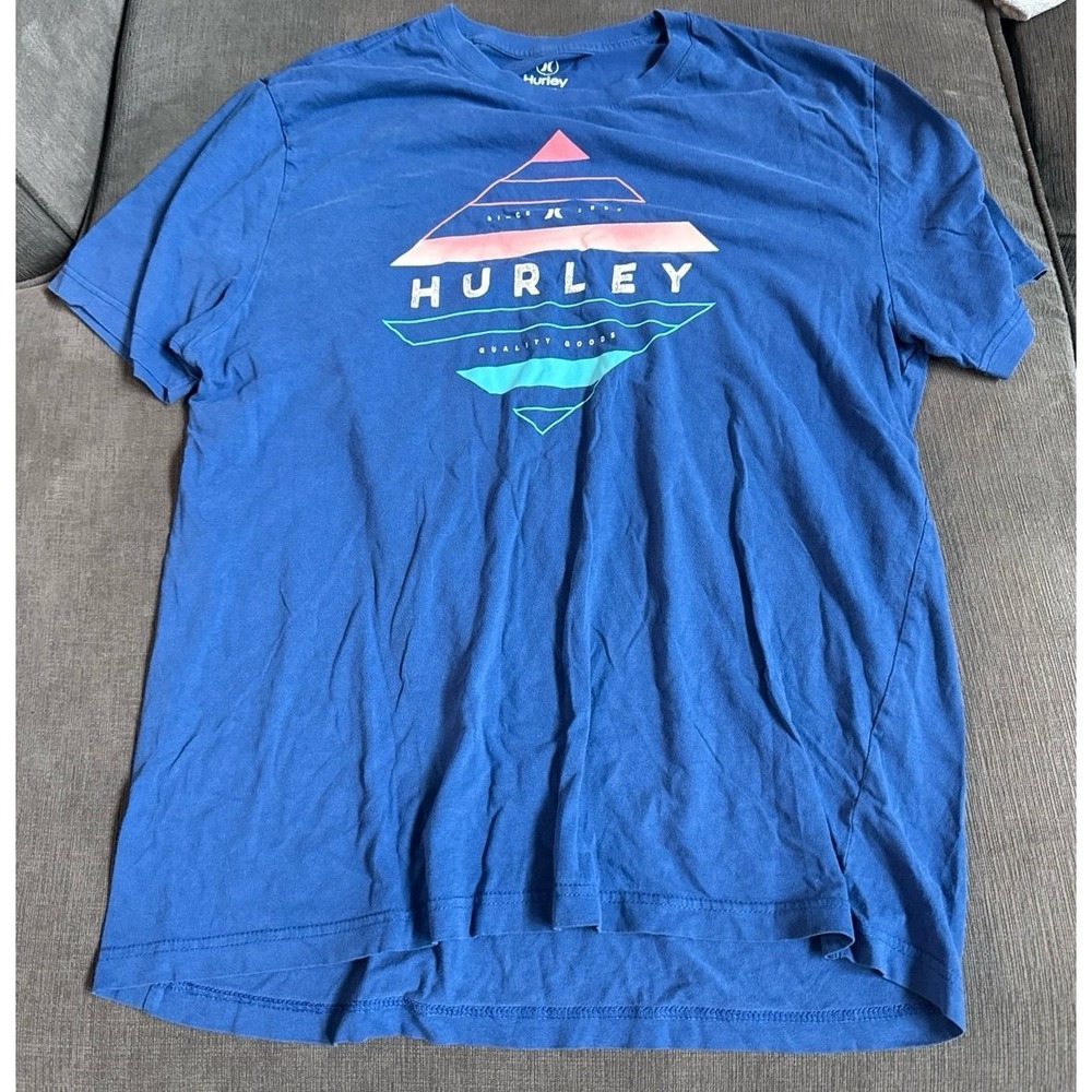 Hurley Men's Large Blue Graphic Logo Short Sleeve T-Shirt